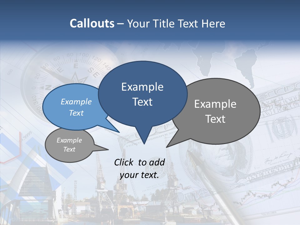 A Compass, Money, And A Pen On Top Of A Map PowerPoint Template
