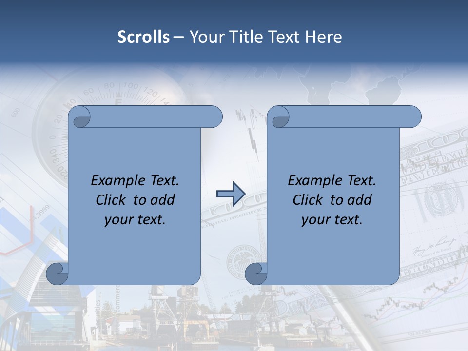 A Compass, Money, And A Pen On Top Of A Map PowerPoint Template