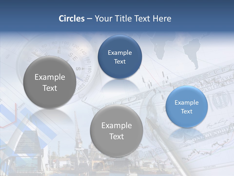 A Compass, Money, And A Pen On Top Of A Map PowerPoint Template