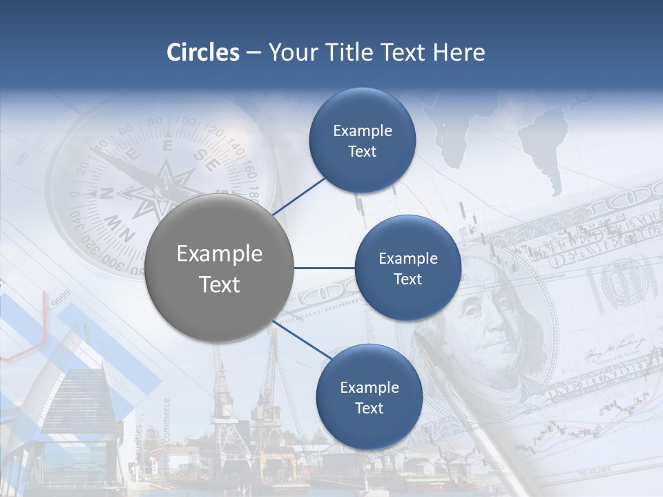 A Compass, Money, And A Pen On Top Of A Map PowerPoint Template