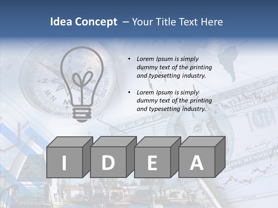 A Compass, Money, And A Pen On Top Of A Map PowerPoint Template