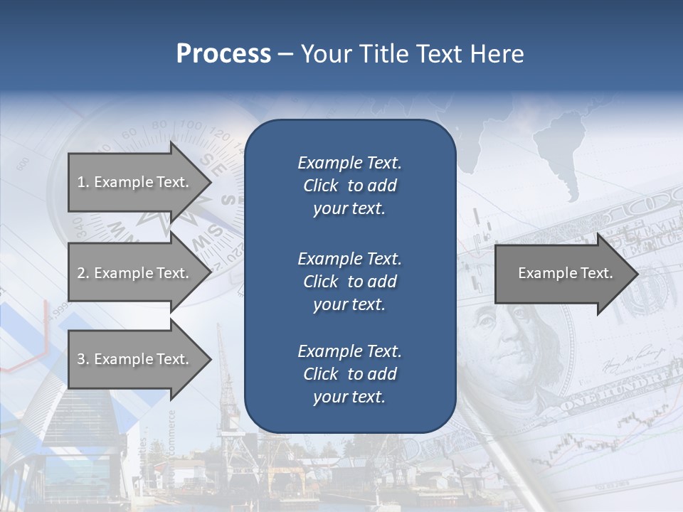 A Compass, Money, And A Pen On Top Of A Map PowerPoint Template