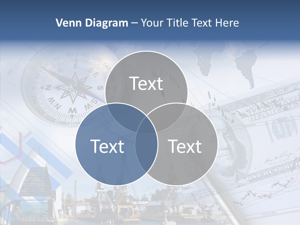 A Compass, Money, And A Pen On Top Of A Map PowerPoint Template