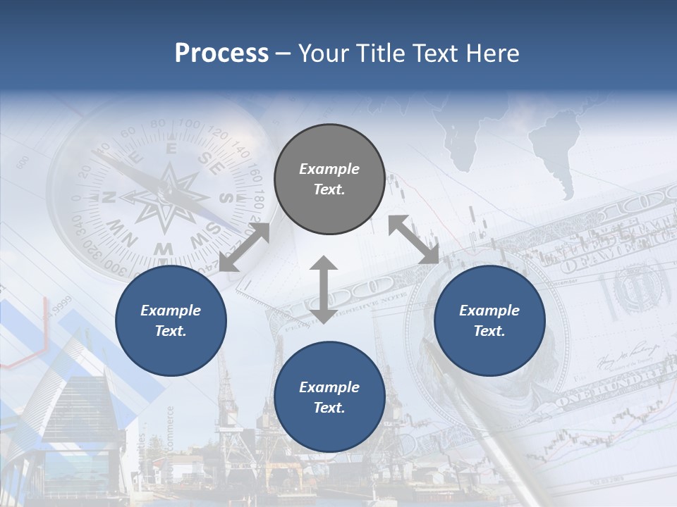 A Compass, Money, And A Pen On Top Of A Map PowerPoint Template
