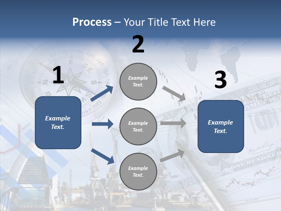 A Compass, Money, And A Pen On Top Of A Map PowerPoint Template