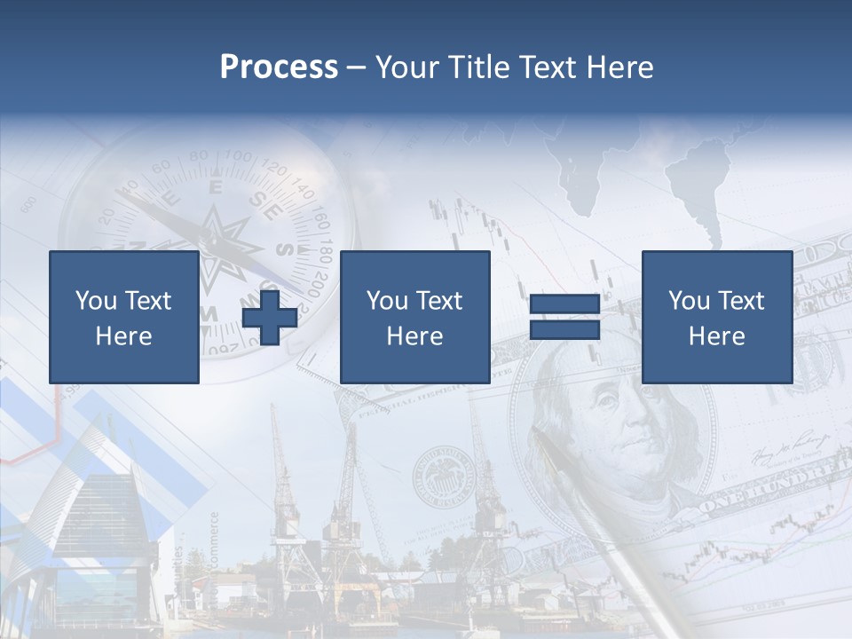 A Compass, Money, And A Pen On Top Of A Map PowerPoint Template
