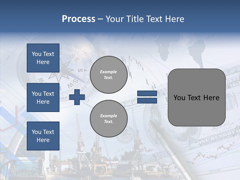 A Compass, Money, And A Pen On Top Of A Map PowerPoint Template