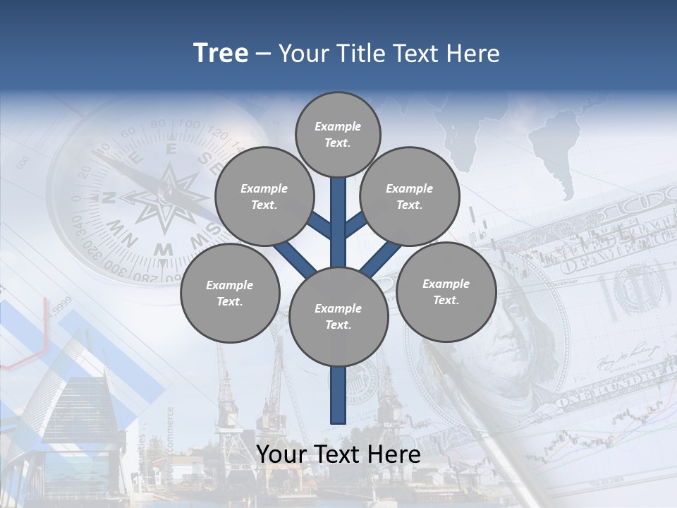 A Compass, Money, And A Pen On Top Of A Map PowerPoint Template