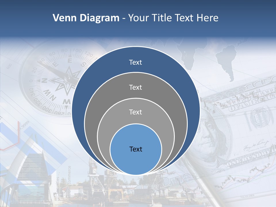 A Compass, Money, And A Pen On Top Of A Map PowerPoint Template