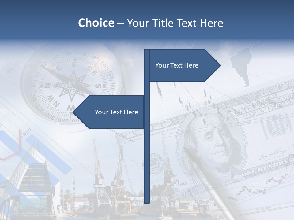 A Compass, Money, And A Pen On Top Of A Map PowerPoint Template