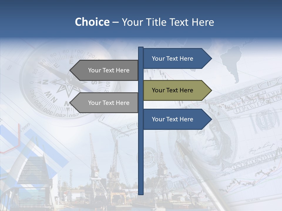 A Compass, Money, And A Pen On Top Of A Map PowerPoint Template