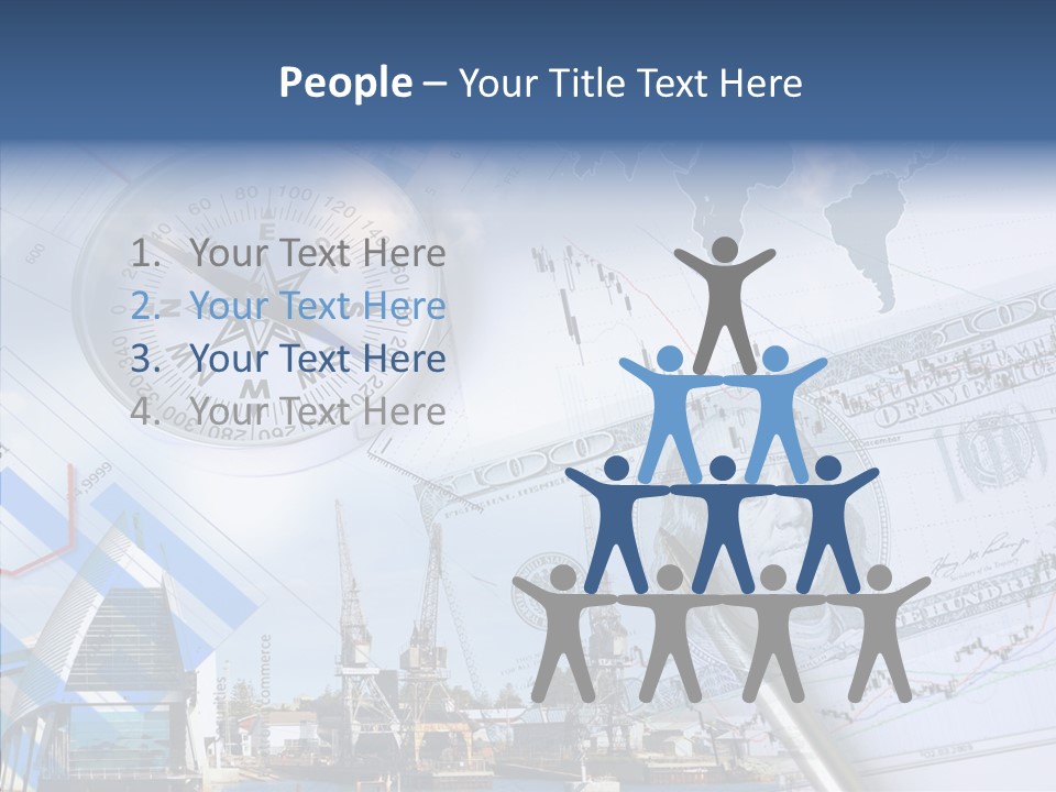 A Compass, Money, And A Pen On Top Of A Map PowerPoint Template