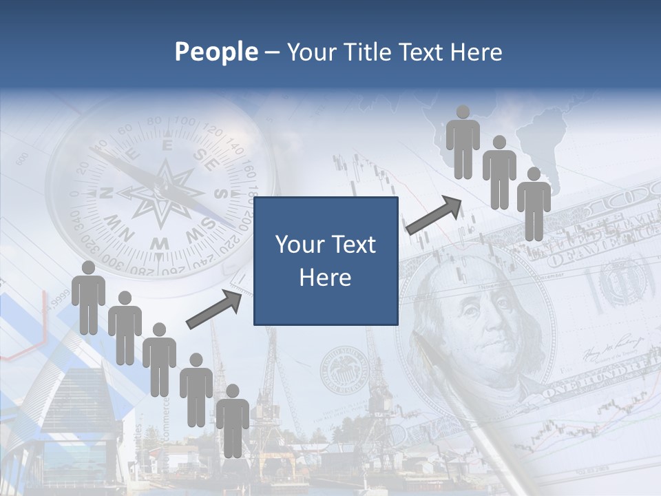 A Compass, Money, And A Pen On Top Of A Map PowerPoint Template