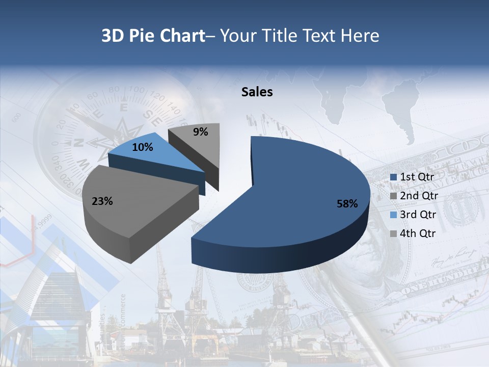 A Compass, Money, And A Pen On Top Of A Map PowerPoint Template
