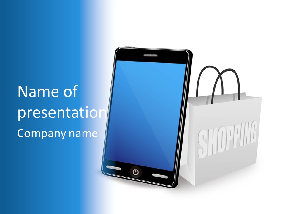A Smart Phone Sitting Next To A Shopping Bag PowerPoint Template