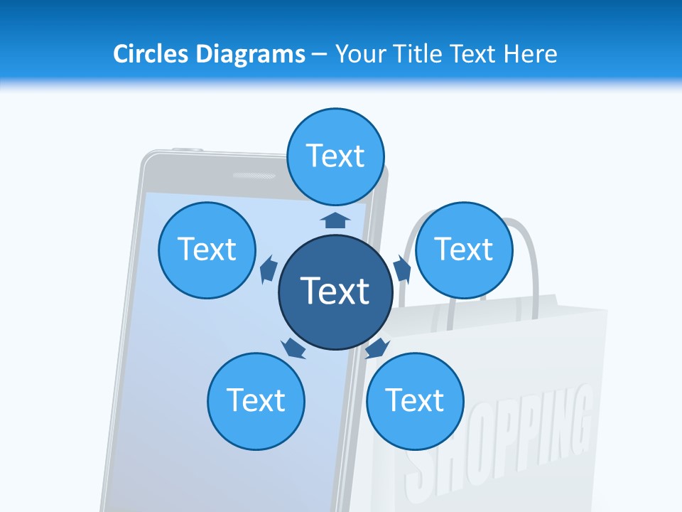 A Smart Phone Sitting Next To A Shopping Bag PowerPoint Template