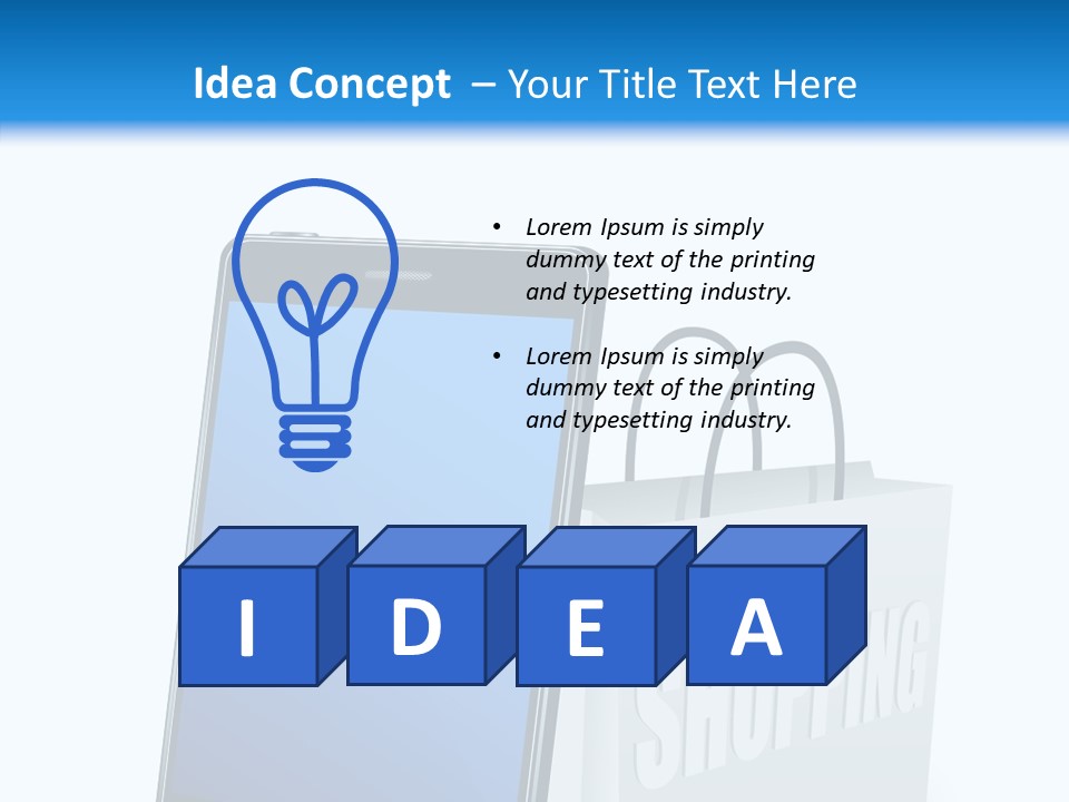 A Smart Phone Sitting Next To A Shopping Bag PowerPoint Template