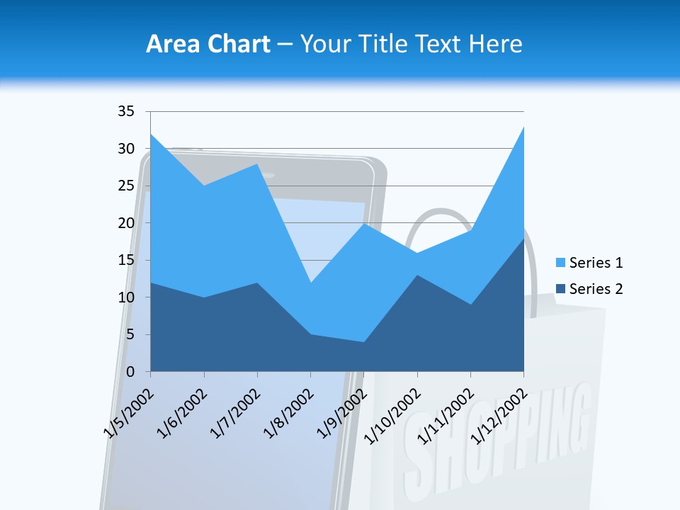 A Smart Phone Sitting Next To A Shopping Bag PowerPoint Template