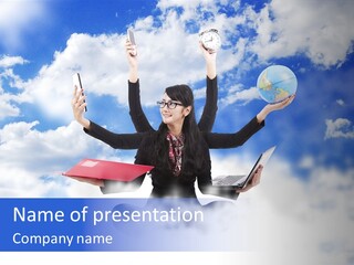 Glasses Busy Phone PowerPoint Template