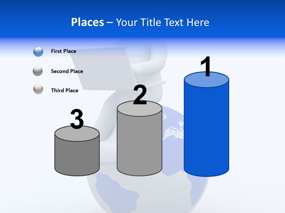 A Person Sitting On Top Of A Globe With A Laptop PowerPoint Template