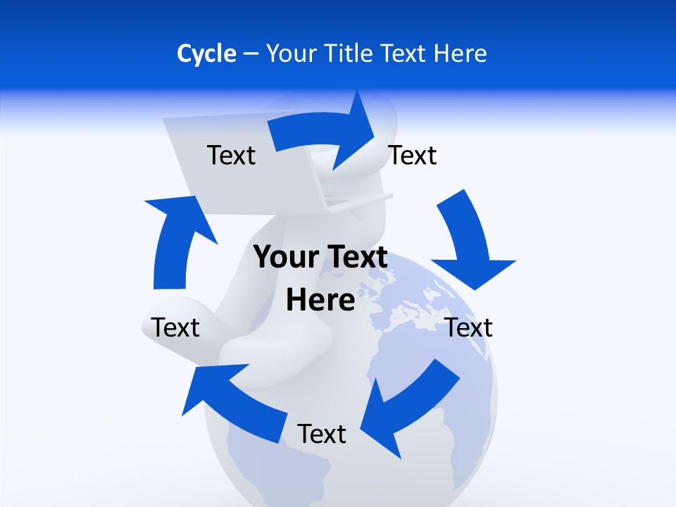 A Person Sitting On Top Of A Globe With A Laptop PowerPoint Template