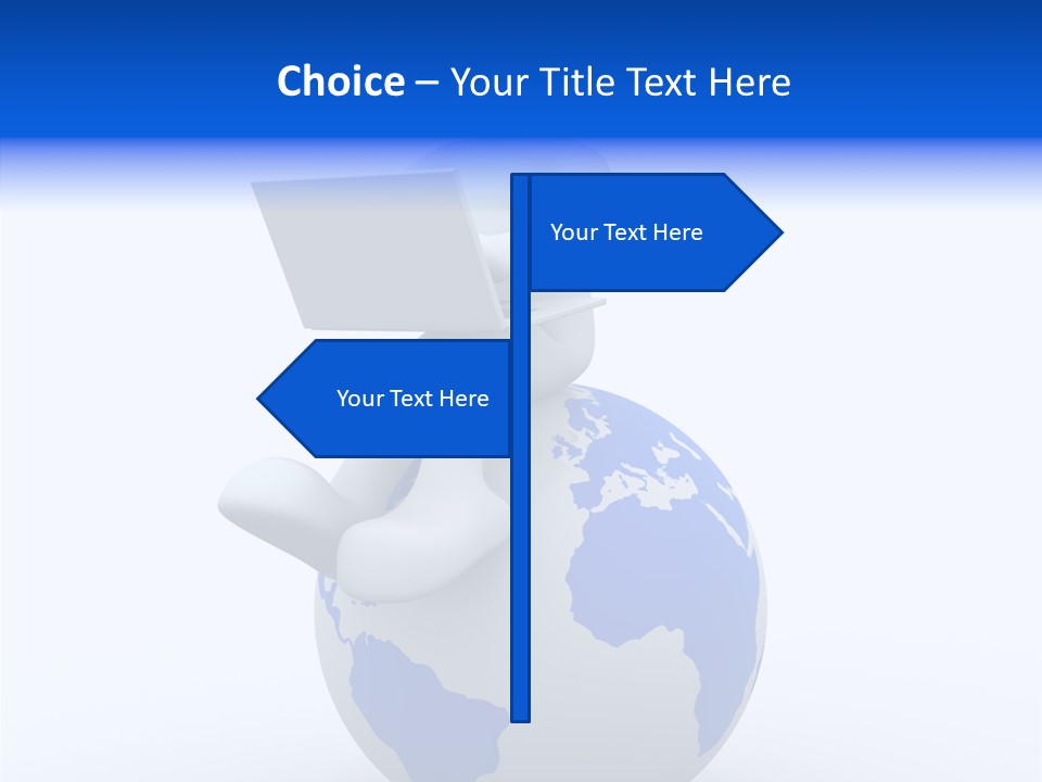 A Person Sitting On Top Of A Globe With A Laptop PowerPoint Template