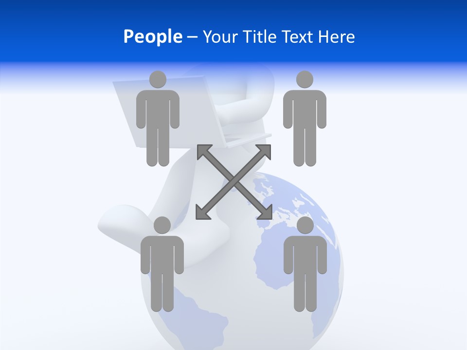 A Person Sitting On Top Of A Globe With A Laptop PowerPoint Template