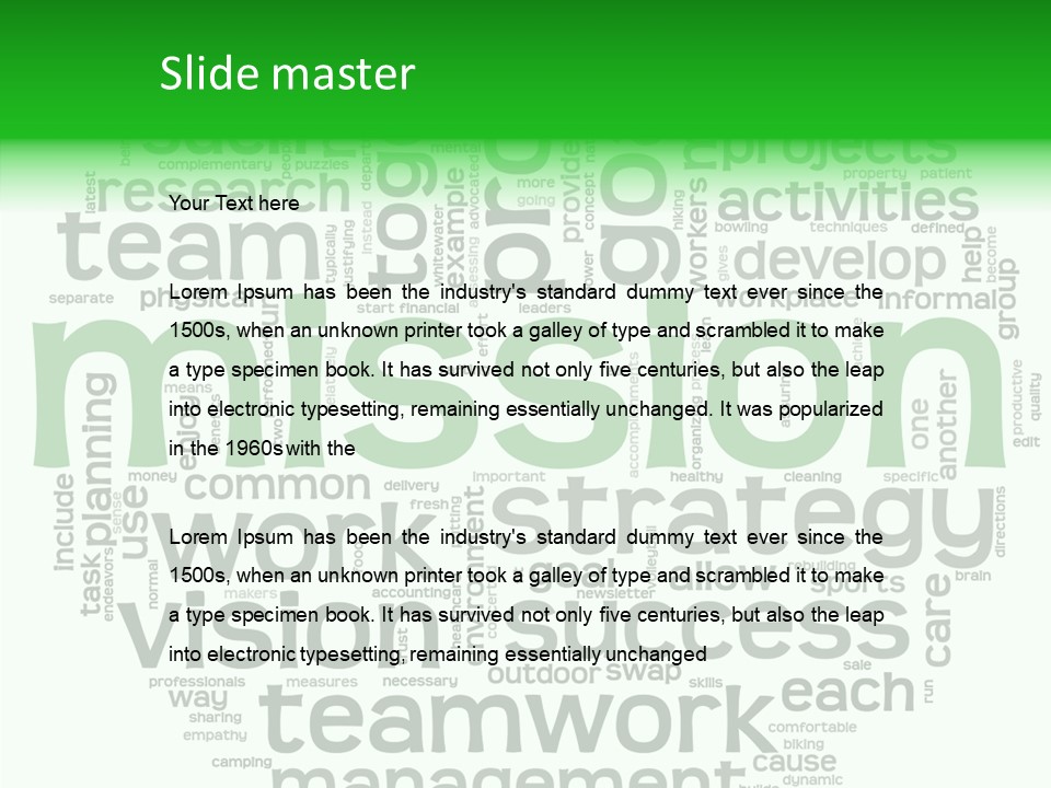 Text Motivation Tagcloud PowerPoint Template