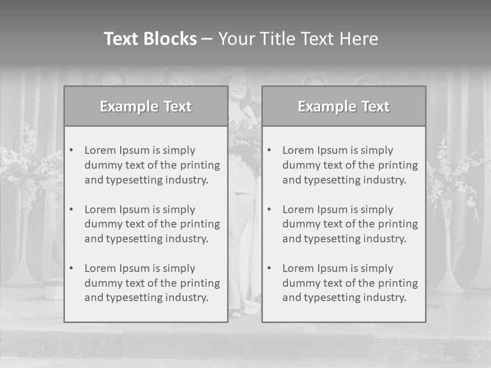 A Group Of Women Standing On Top Of A Stage PowerPoint Template