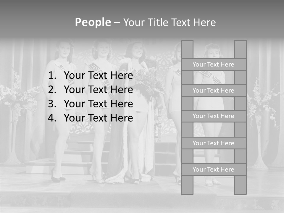 A Group Of Women Standing On Top Of A Stage PowerPoint Template