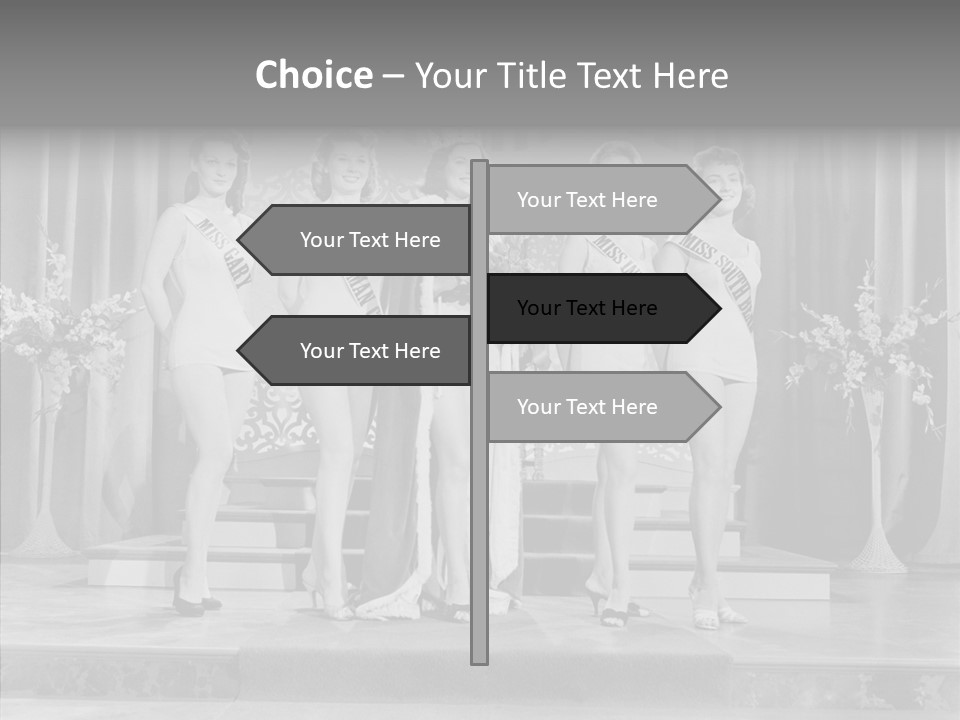 A Group Of Women Standing On Top Of A Stage PowerPoint Template