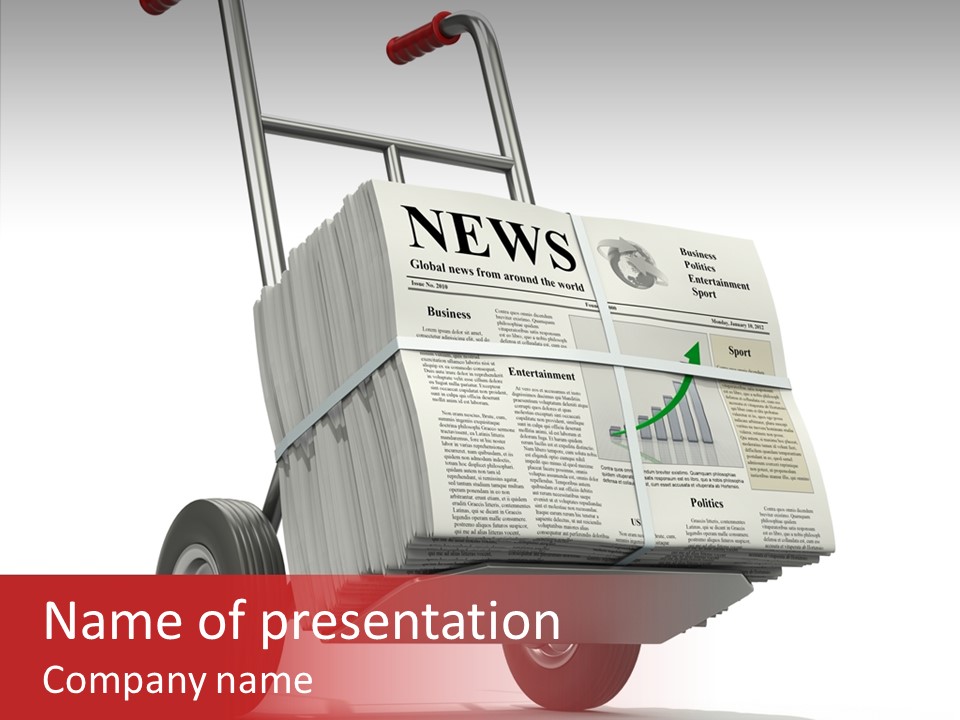 Handtruck Newspaper Tabloid PowerPoint Template