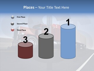 A Red Semi Truck Driving Down A Highway PowerPoint Template