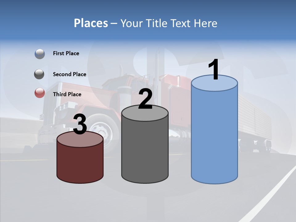 A Red Semi Truck Driving Down A Highway PowerPoint Template