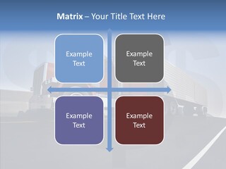 A Red Semi Truck Driving Down A Highway PowerPoint Template