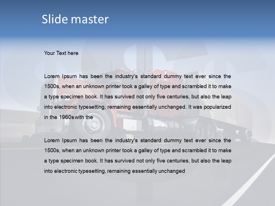 A Red Semi Truck Driving Down A Highway PowerPoint Template