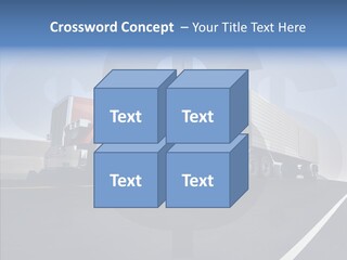 A Red Semi Truck Driving Down A Highway PowerPoint Template