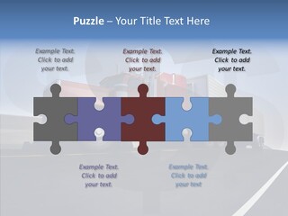 A Red Semi Truck Driving Down A Highway PowerPoint Template