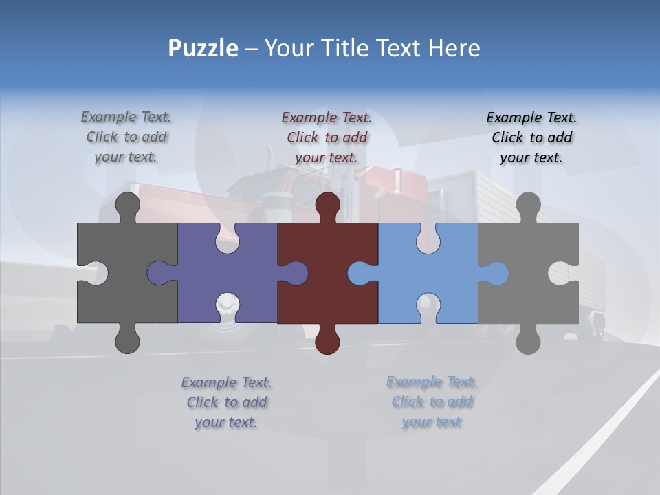 A Red Semi Truck Driving Down A Highway PowerPoint Template