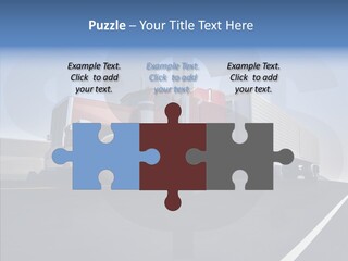 A Red Semi Truck Driving Down A Highway PowerPoint Template