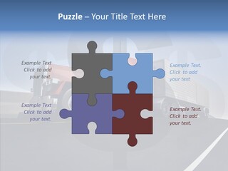 A Red Semi Truck Driving Down A Highway PowerPoint Template