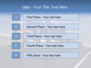A Red Semi Truck Driving Down A Highway PowerPoint Template