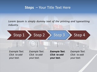 A Red Semi Truck Driving Down A Highway PowerPoint Template