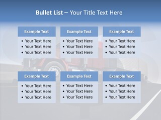A Red Semi Truck Driving Down A Highway PowerPoint Template