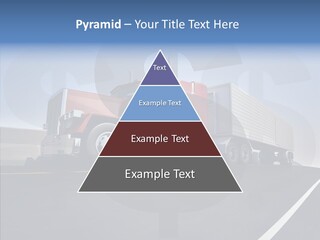 A Red Semi Truck Driving Down A Highway PowerPoint Template