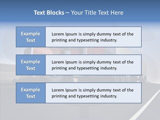 A Red Semi Truck Driving Down A Highway PowerPoint Template