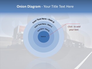 A Red Semi Truck Driving Down A Highway PowerPoint Template