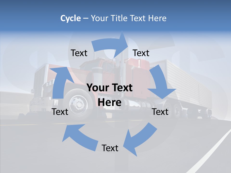 A Red Semi Truck Driving Down A Highway PowerPoint Template