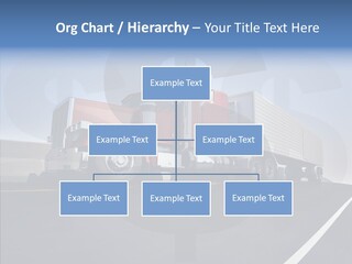 A Red Semi Truck Driving Down A Highway PowerPoint Template