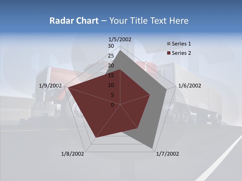 A Red Semi Truck Driving Down A Highway PowerPoint Template